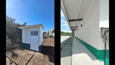 Montaje de infraestructura exterior y corredor de la sede.